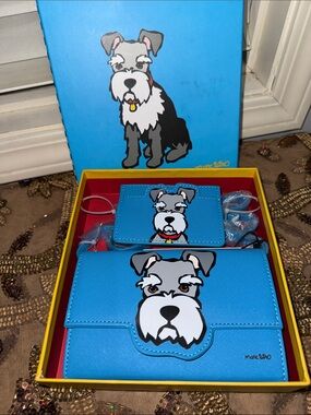 Marc Tetro  2  pieces Blue Schnauzer Card Holder and Wallet Set